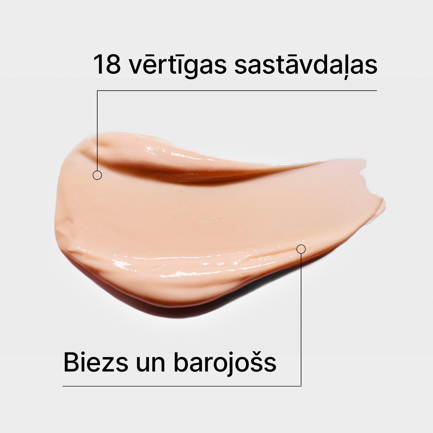 Produkta tekstūras uzklājums uz baltas virsmas